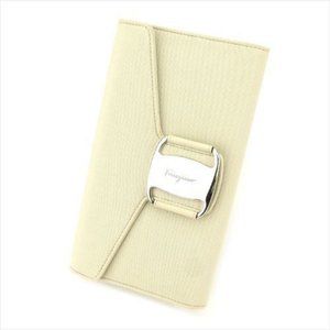 Salvatore Ferragamo Wallet Purse Vera Beige Canvas Woman Authentic Used T8631